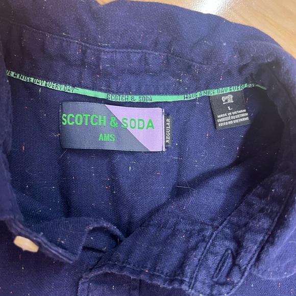 Scotch & Soda Men’s Blue Dot Spot Pattern 100% Cotton Long Sleeve Shirt Size L - Picture 4 of 8